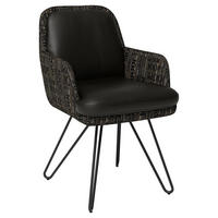 CHAISE ACCOUDOIRS  in Stahl Flachgewebe Kombination Echtleder/Stoff pigmentiert  - Dunkelbraun/Schwarz, Design, Leder/Textil (58/89/68cm) - Joop!