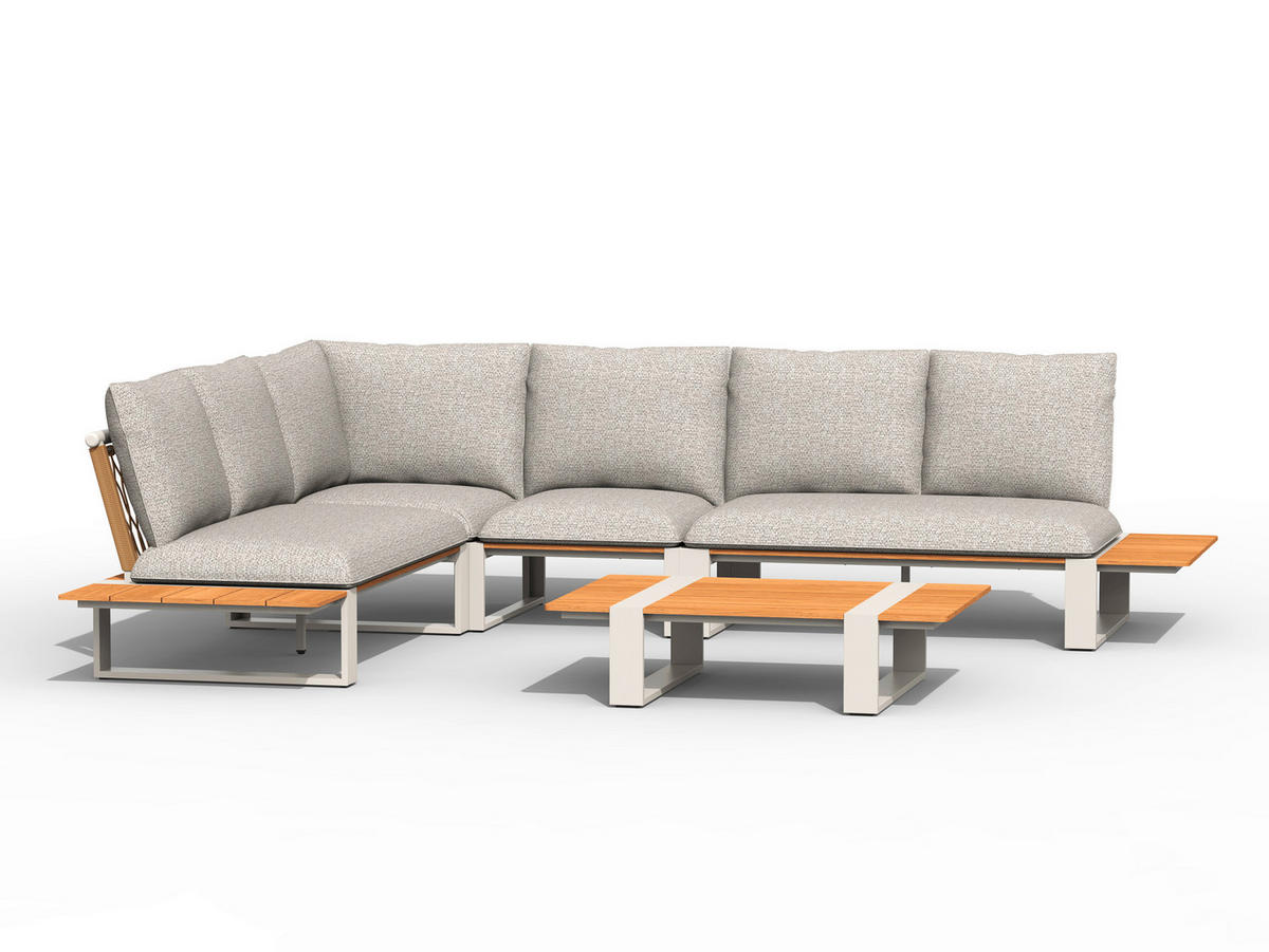 LOUNGEGARNITUR 4-teilig  - Creme/Teakfarben, Basics, Holz/Textil (247/247cm) - Tierra Outdoor