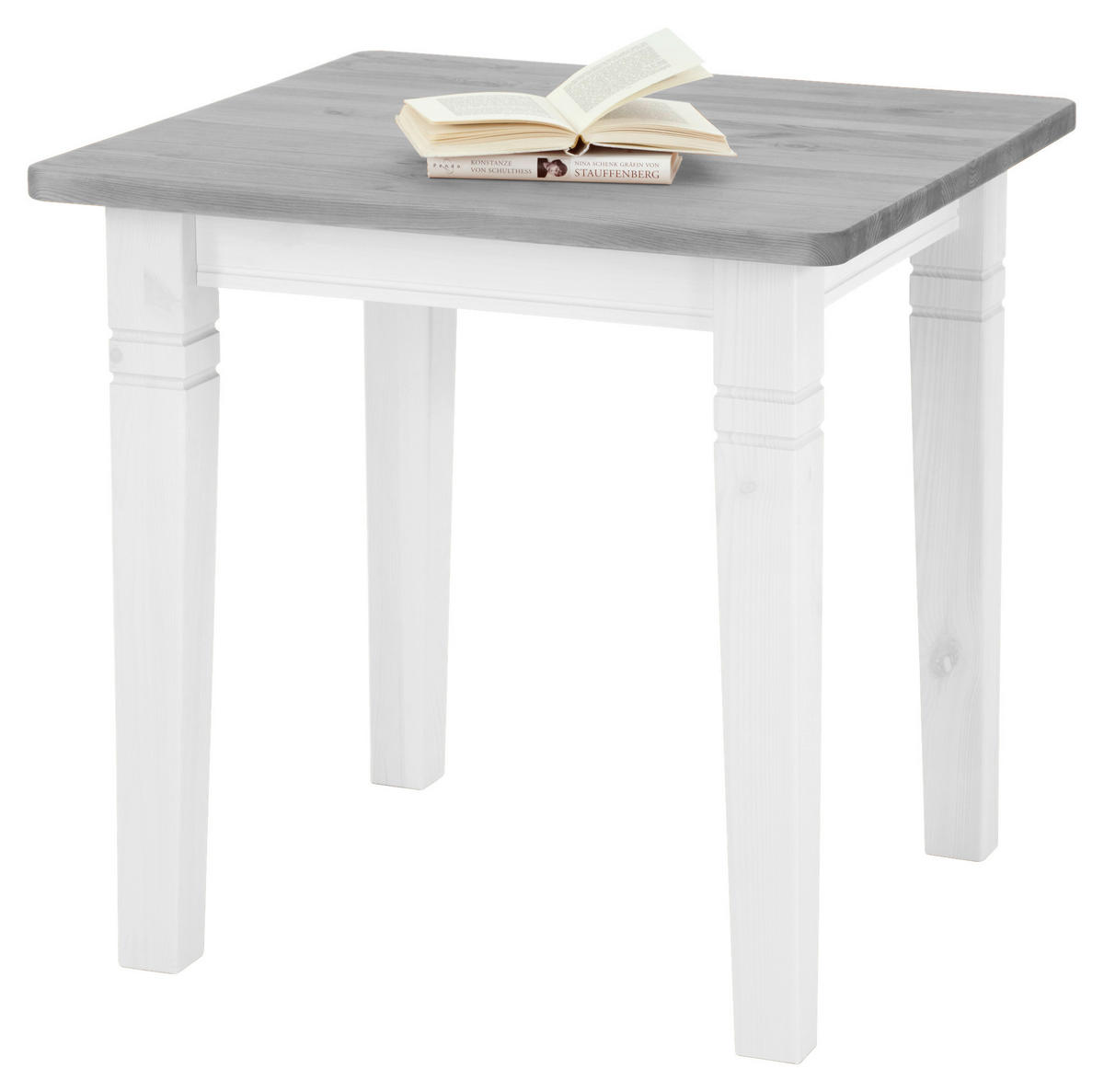 ESSTISCH in Holz 78/78/78 cm  - Weiß/Grau, ROMANTIK / LANDHAUS, Holz (78/78/78cm) - Boxxx