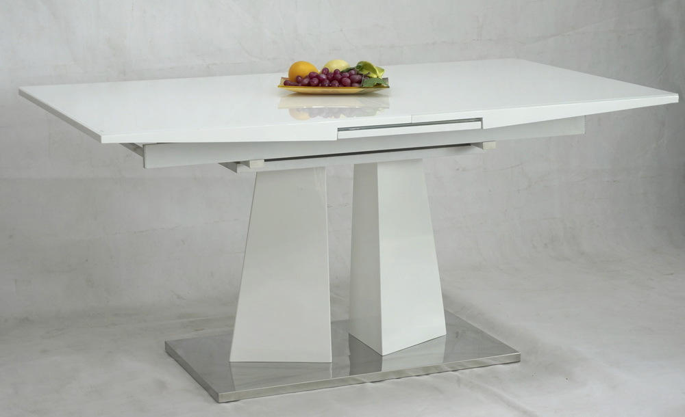JEDILNA MIZA, srebrne barve, bela - srebrne barve/bela, Design, kovina/steklo (140-180/90/76cm) - Hom`in