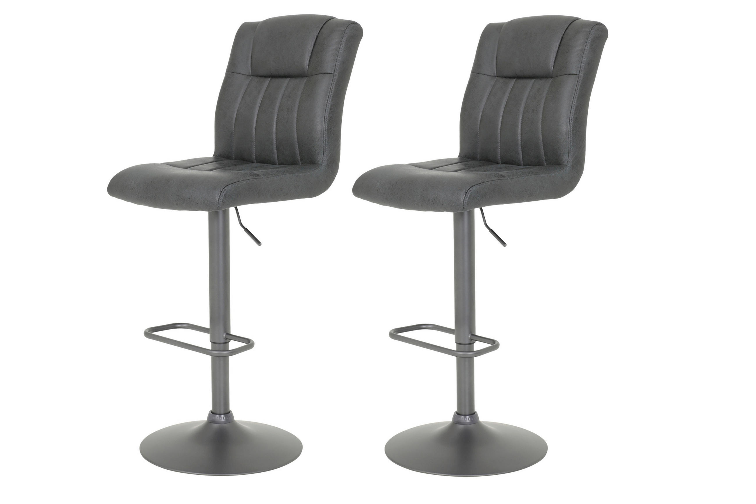 BARHOCKER Mikrofaser Anthrazit, Grau Stahl Sitzfläche 360° drehbar, abwischbar  - Anthrazit/Grau, MODERN, Textil/Metall (43/102-123/56,5cm) - MID.YOU