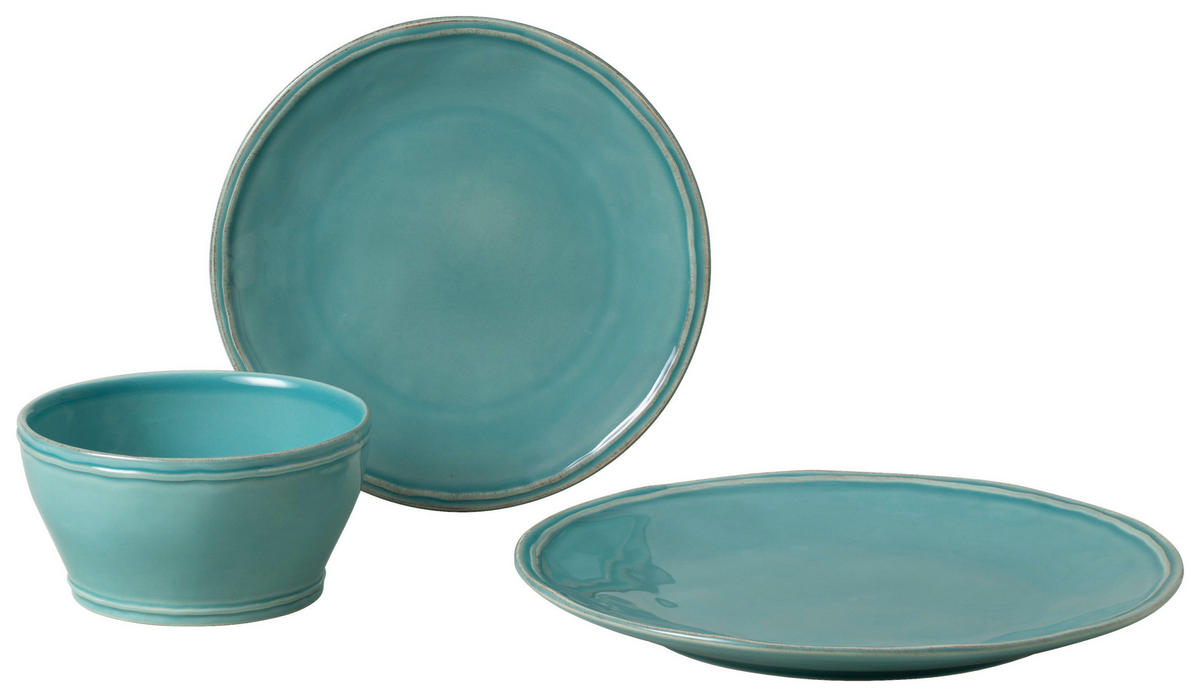 KOMBISERVICE Türkis FONTANA 12-teilig 4 Personen  - Türkis, Basics, Keramik - Costa Nova