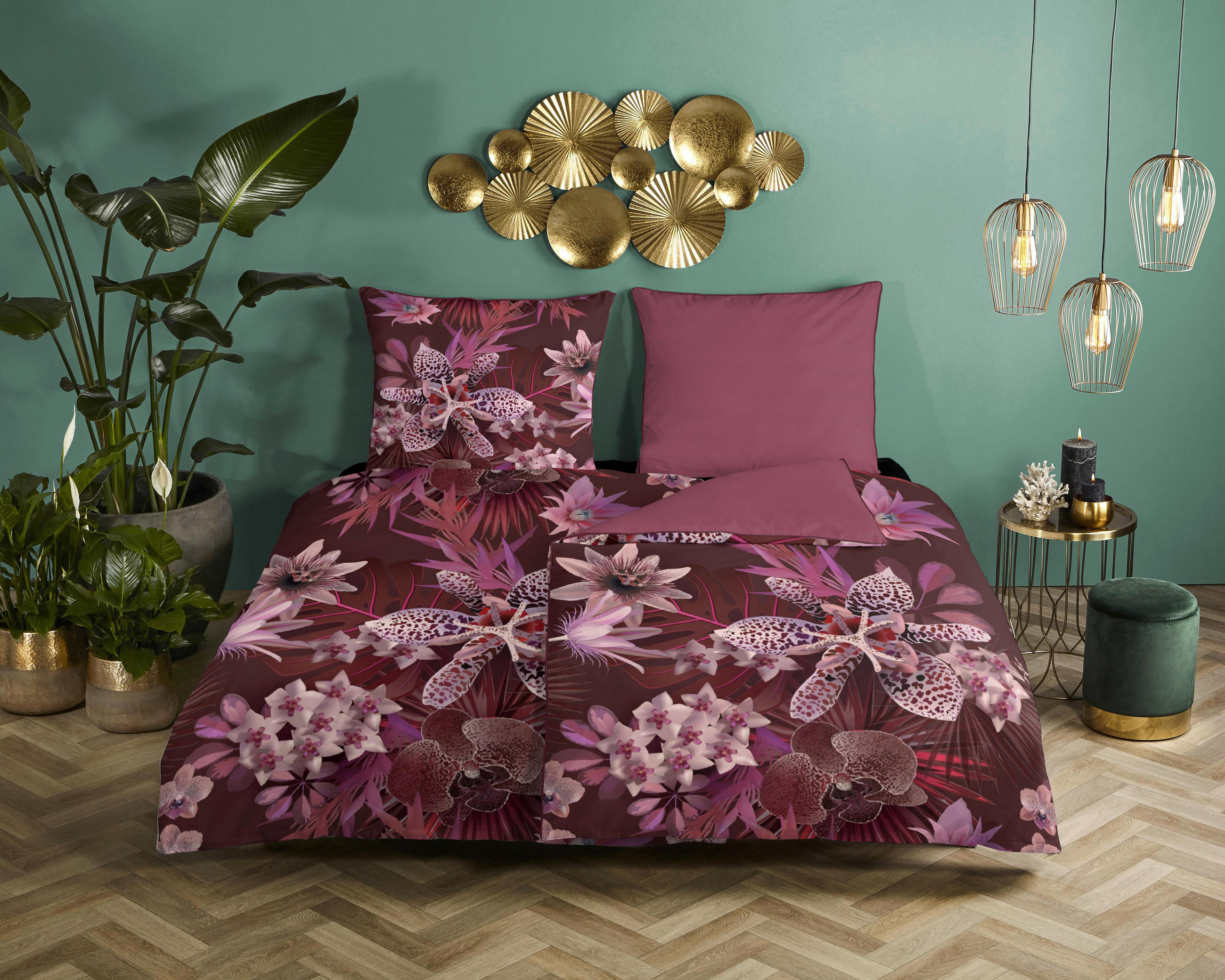 WENDEBETTWÄSCHE Farze Satin 200/200 cm  - Bordeaux/Rot, Design, Textil (200/200cm)