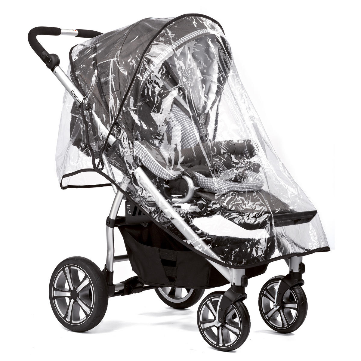 KINDERWAGENSET  F4 Air+   - Hellgrau/Schwarz, Basics, Textil/Metall (57/129/100cm) - Gesslein