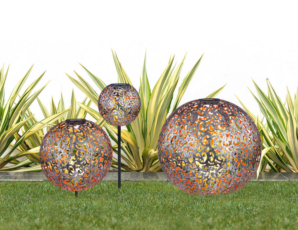 SVJETILJKA SOLARNA  - srebrne boje, Basics, metal (28,5/40cm) - Globo