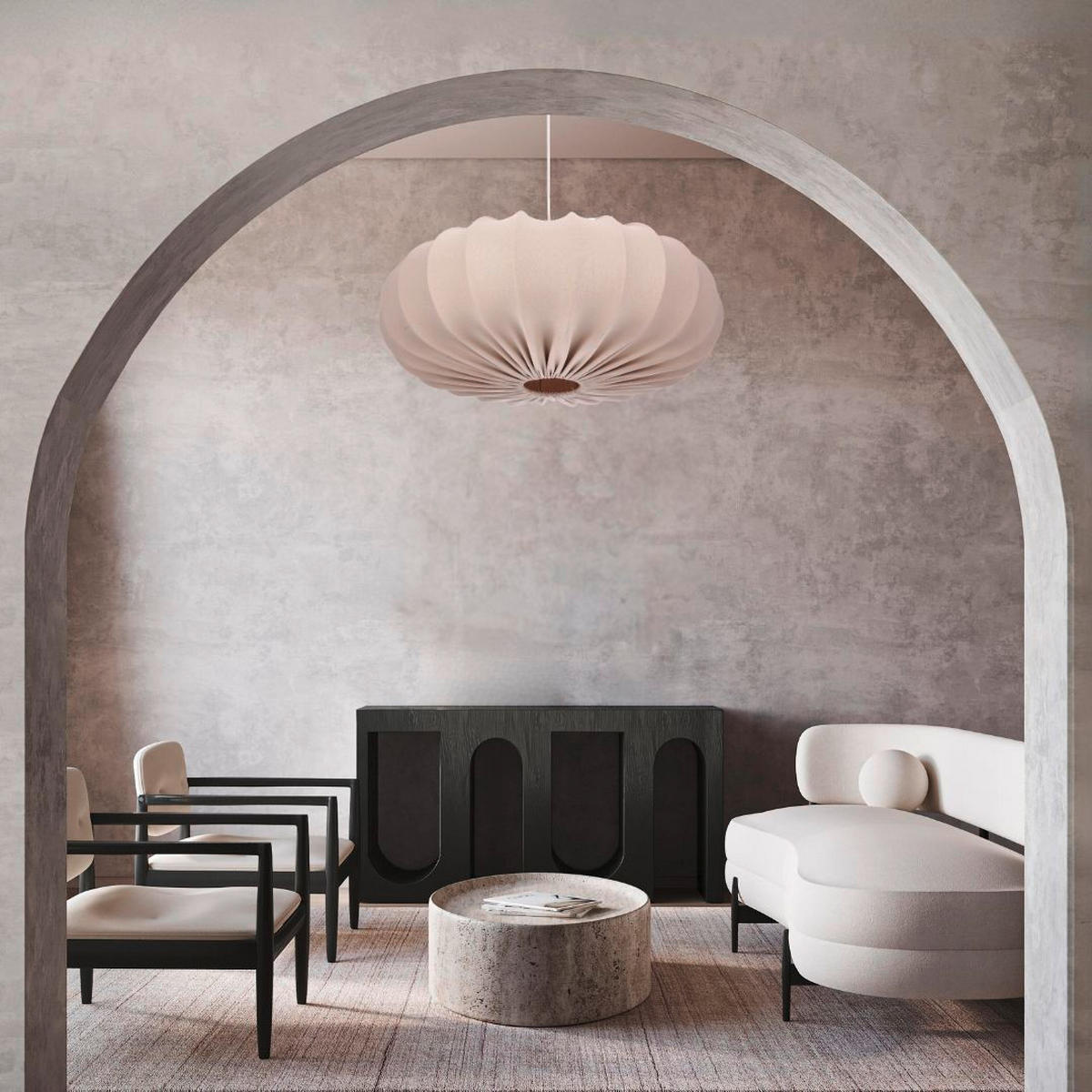 PENDELLEUCHTE 66/66/120 cm  - Hellbraun/Weiß, KONVENTIONELL, Kunststoff/Metall (66/66/120cm)