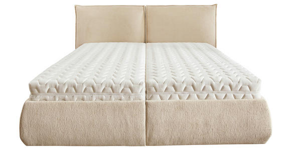 POLSTERBETT 180/200 cm,  in Sandfarben, Bettkasten, Lattenroste, Matratzen, H2 + H3 = mittel + fest  - Sandfarben/Schwarz, Design, Holz/Kunststoff (180/200cm) - Voleo