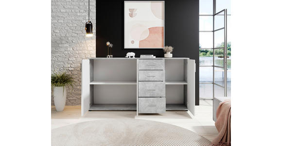 KOMMODE 160/82/35 cm in Grau, Weiß - Silberfarben/Weiß, KONVENTIONELL, Holzwerkstoff/Kunststoff (160/82/35cm) - Carryhome
