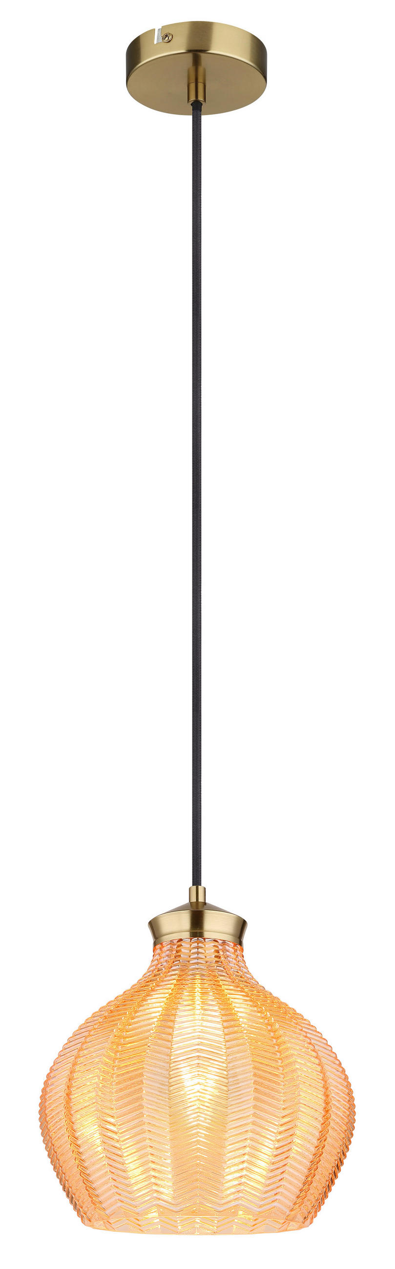 HÄNGELEUCHTE 22/120 cm    - Goldfarben/Schwarz, Basics, Glas/Textil (22/120cm) - Globo
