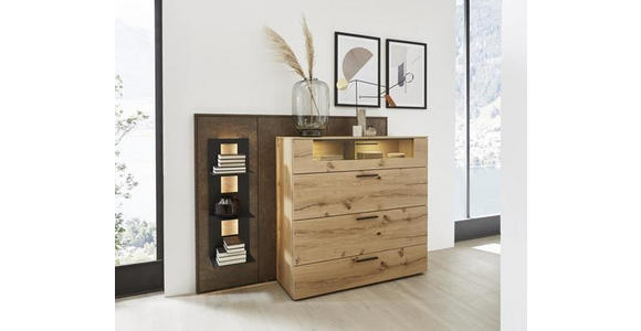 HIGHBOARD 198/145,1/47,2-55,2 cm - Eichefarben/Rostfarben, Design, Glas/Holz (198/145,1/47,2-55,2cm) - Dieter Knoll
