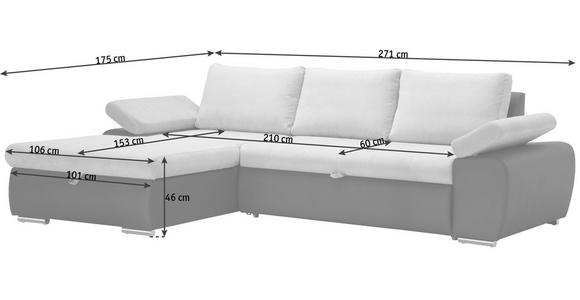 ECKSOFA in Flachgewebe Weiß, Hellbraun  - Hellbraun/Weiß, Design, Kunststoff/Textil (175/271cm) - Xora