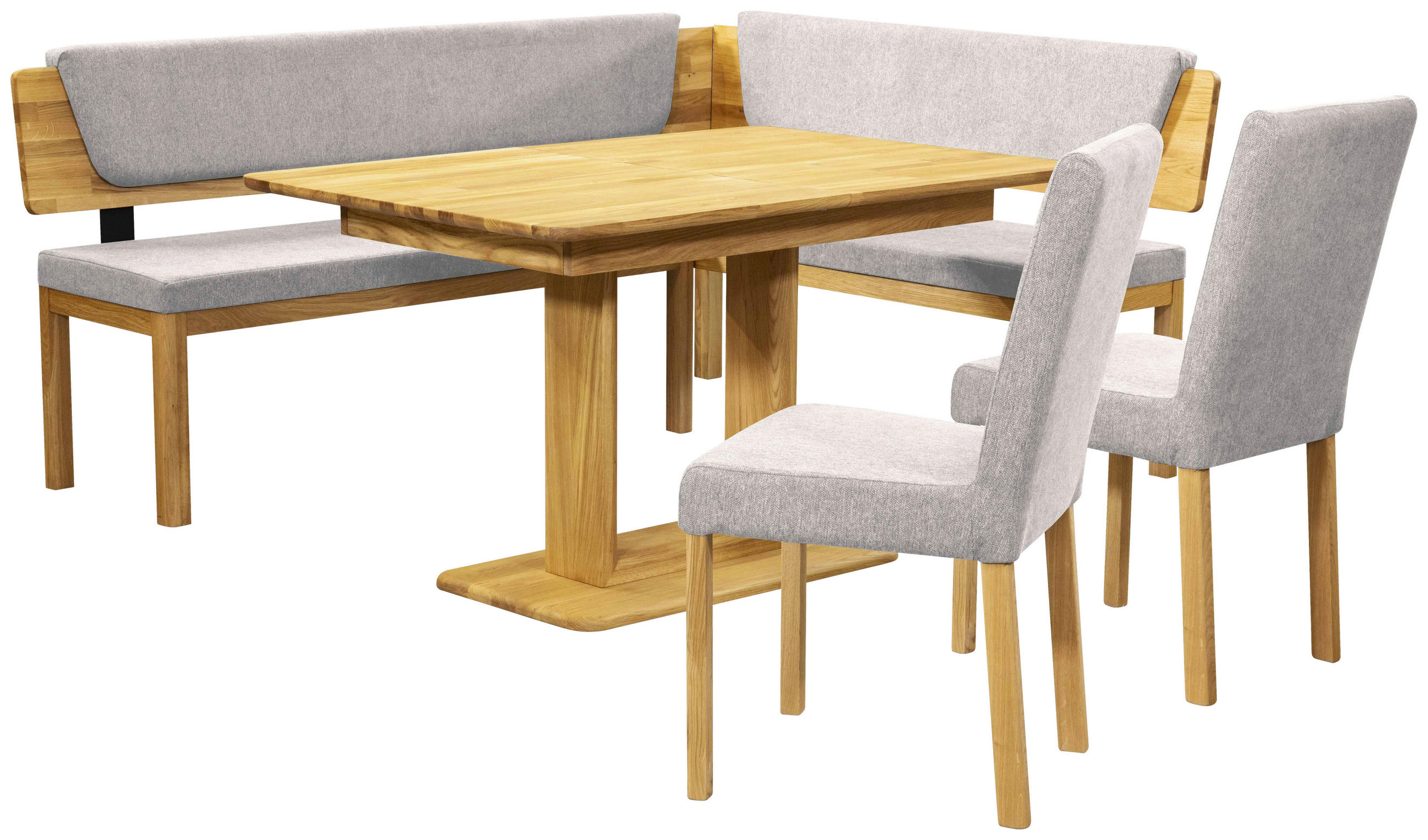 ECKBANK 248/171 cm Webstoff Eichefarben, Hellgrau Eiche vollmassiv   - Eichefarben/Hellgrau, KONVENTIONELL, Holz/Textil (248/171cm) - Linea Natura