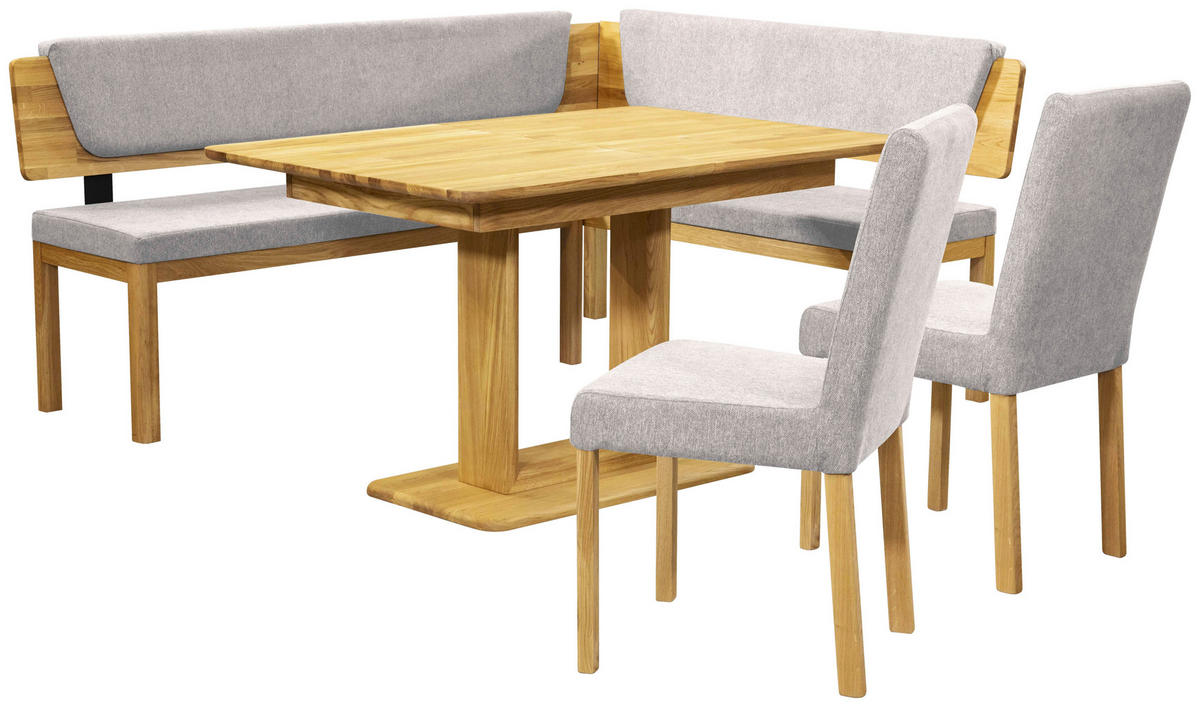 ECKBANK 248/171 cm Webstoff Eichefarben, Hellgrau Eiche vollmassiv   - Eichefarben/Hellgrau, KONVENTIONELL, Holz/Textil (248/171cm) - Linea Natura