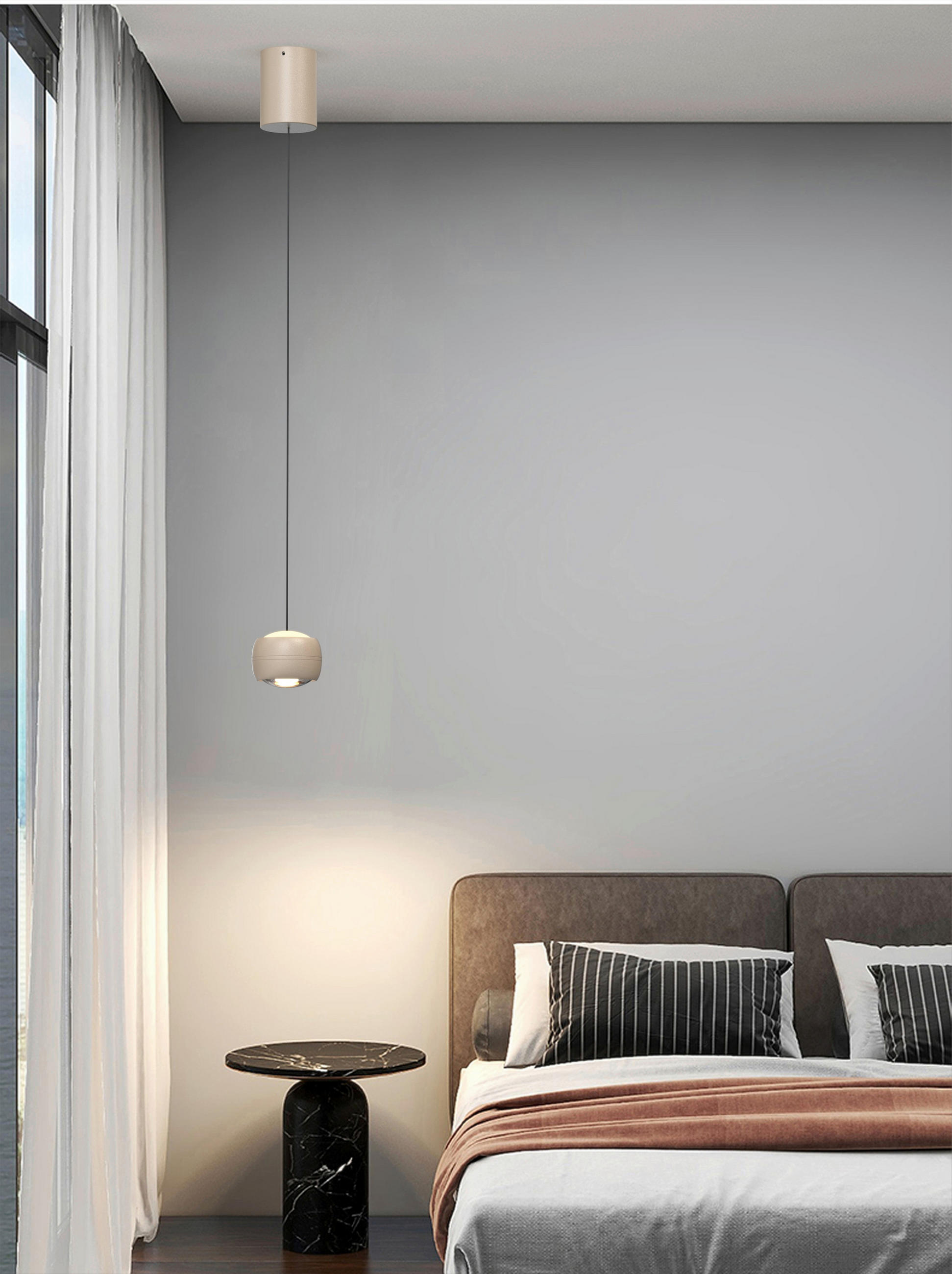 LAMPĂ SUSPENDATĂ CU LED 10/10/180 cm  - nisipiu, Design, metal (10/10/180cm)