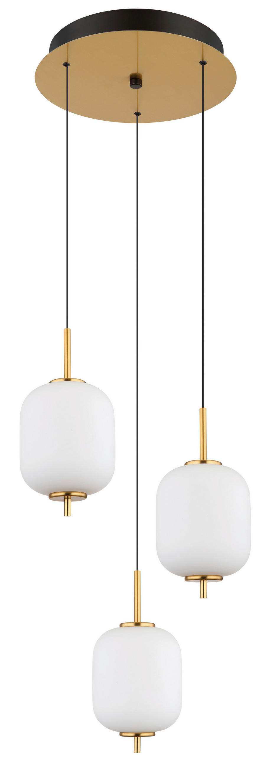 LED FÜGGŐLÁMPA 37,5/220 cm  - fekete/sárgarézszínű, Konventionell, műanyag/üveg (37,5/220cm)
