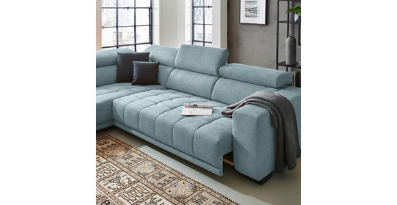 ECKSOFA in Mikrofaser Hellblau 207/301 cm - Schwarz/Hellblau, Design, Textil/Metall (207/301cm) - Xora