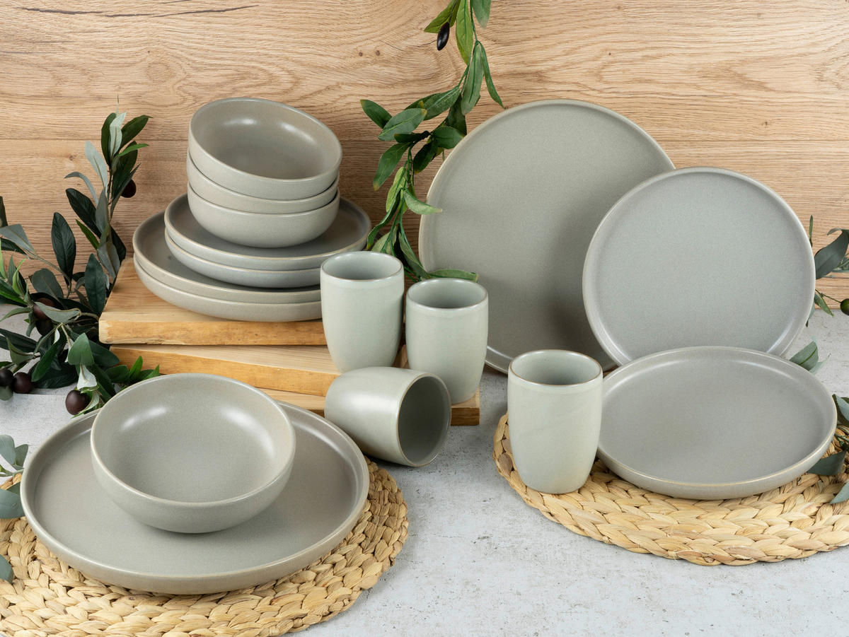KOMPLETT SERVIS Uno 16 delar  - grå, Klassisk, keramik - Creatable