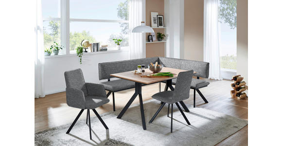 ECKBANK 180/140 cm in Schwarz, Hellgrau - Hellgrau/Schwarz, MODERN, Textil/Metall (180/140cm) - Cantus