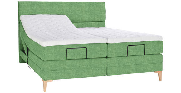 BOXSPRINGBETT 180/200 cm  in Grün  - Eichefarben/Grün, KONVENTIONELL, Holz/Textil (180/200cm) - Voleo