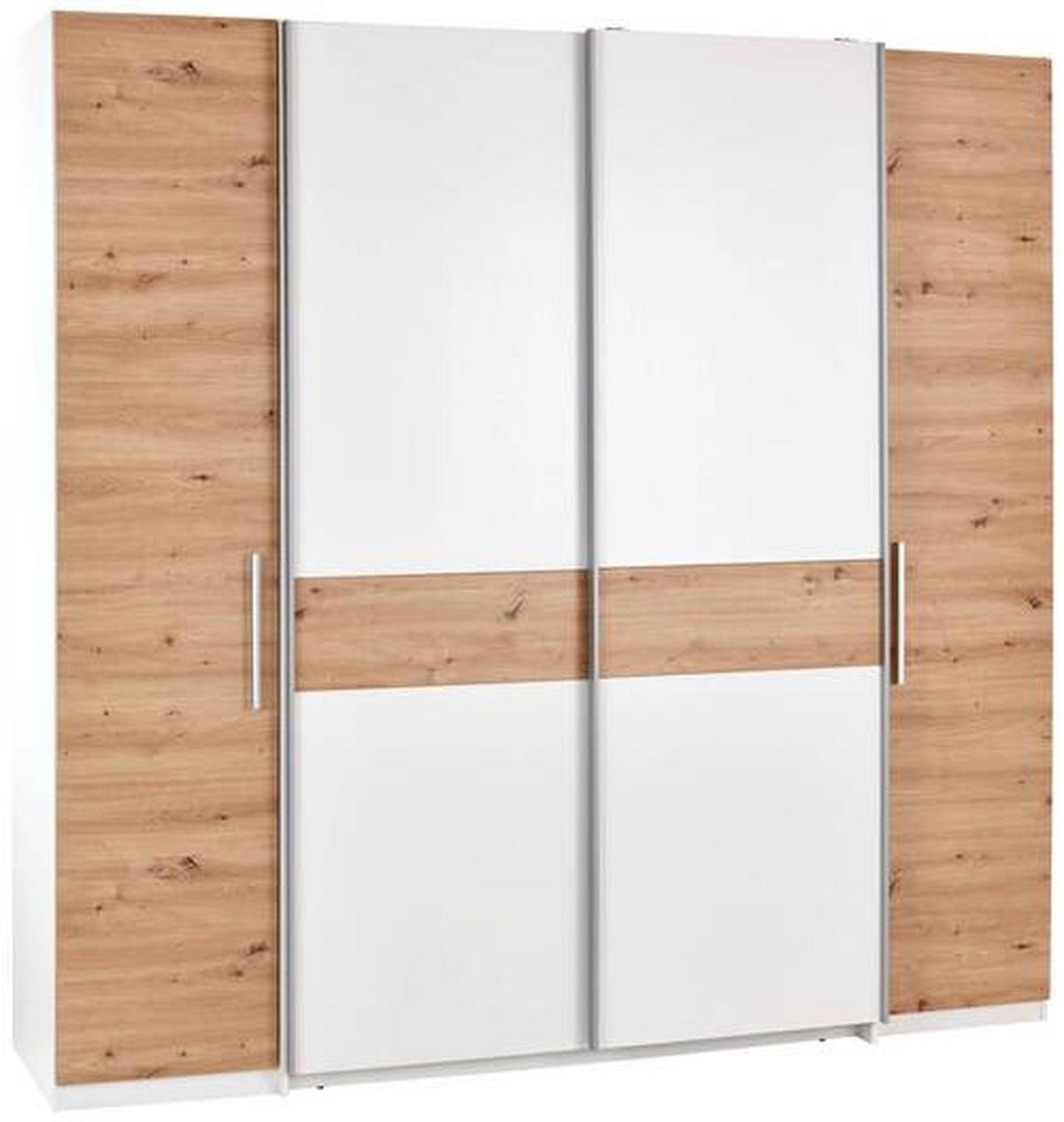 DREHTÜRENSCHRANK 215/215/62 cm 4-türig Weiß, Eiche Artisan  - Chromfarben/Weiß, KONVENTIONELL, Holzwerkstoff (215/215/62cm)