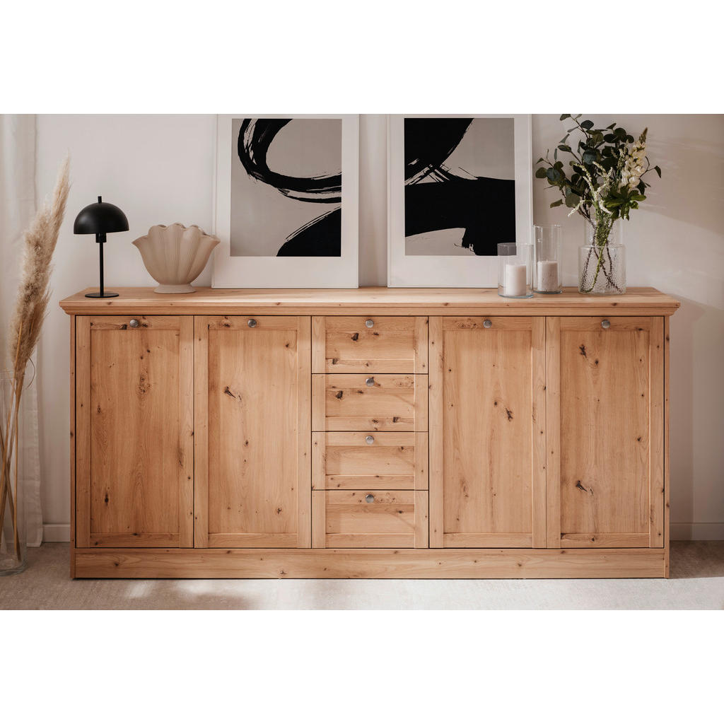 Thumbnail - Livetastic Sideboard, Eiche Artisan, Metall, 4 Fächer, 4 Schubladen, 200x90x40 cm, Wohnzimmer, Kommoden & Sideboards, Si...