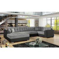 WOHNLANDSCHAFT Grau, Schwarz Samt  - Chromfarben/Schwarz, Design, Textil/Metall (189/338/189cm) - MID.YOU