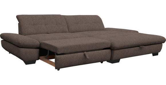 ECKSOFA in Mikrofaser Hellbraun  - Hellbraun/Schwarz, Design, Textil/Metall (290/198cm) - Xora