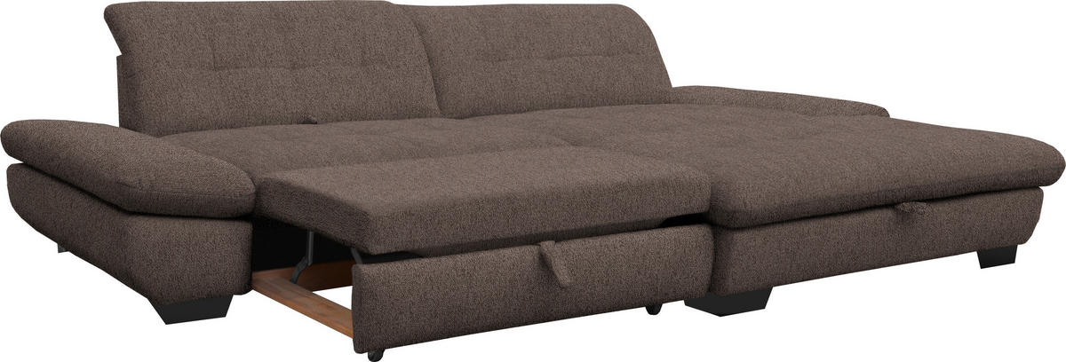 ECKSOFA in Mikrofaser Hellbraun  - Hellbraun/Schwarz, Design, Textil/Metall (290/198cm) - Xora
