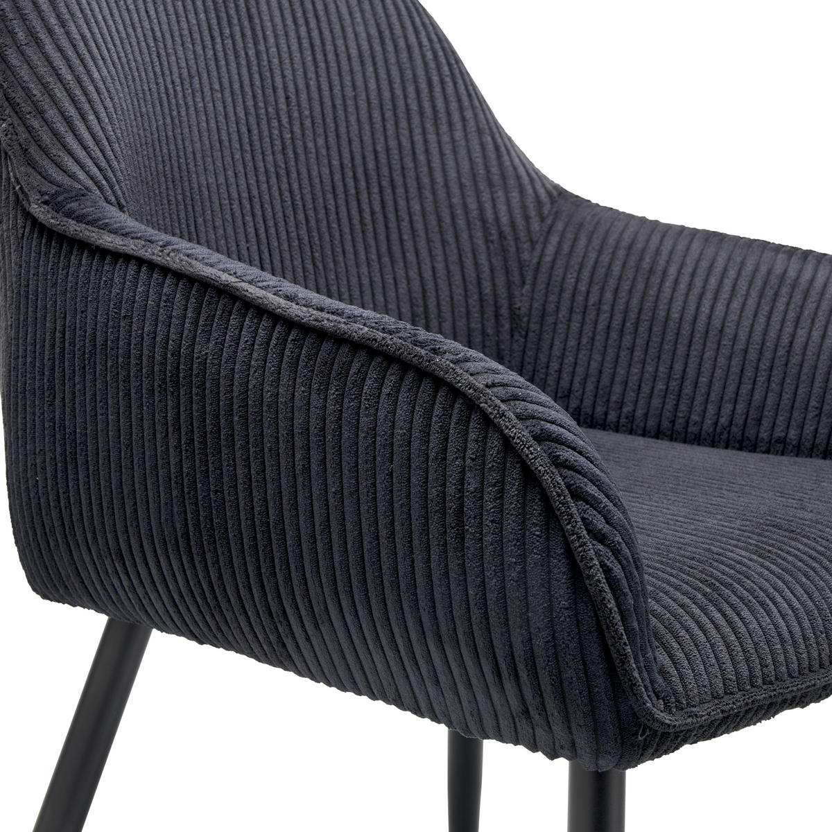 ARMLEHNSTUHL  in Eisen Cord  - Schwarz, LIFESTYLE, Textil/Metall (56/83/62cm) - MID.YOU