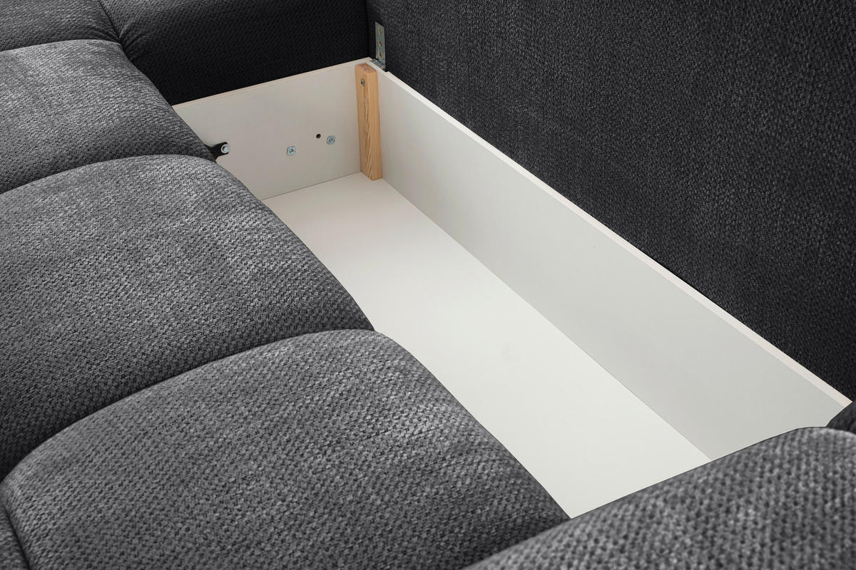 ECKSOFA Anthrazit Chenille  - Anthrazit/Schwarz, Design, Textil/Metall (173/299cm) - Stylife