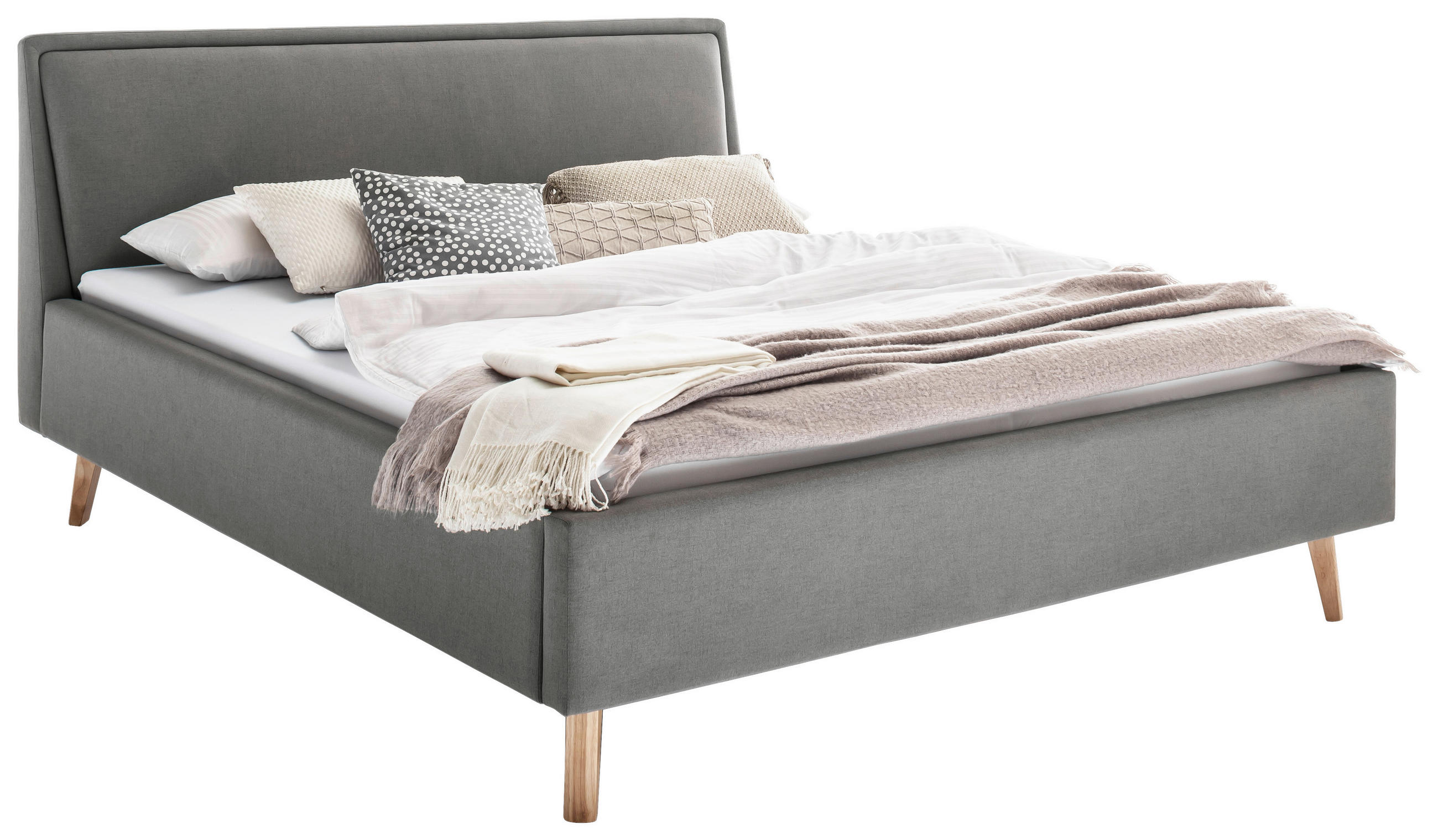POLSTERBETT Bettkasten, Lattenroste Hellgrau 160/200 cm  - Hellgrau, KONVENTIONELL, Holz/Textil (160/200cm) - Livetastic
