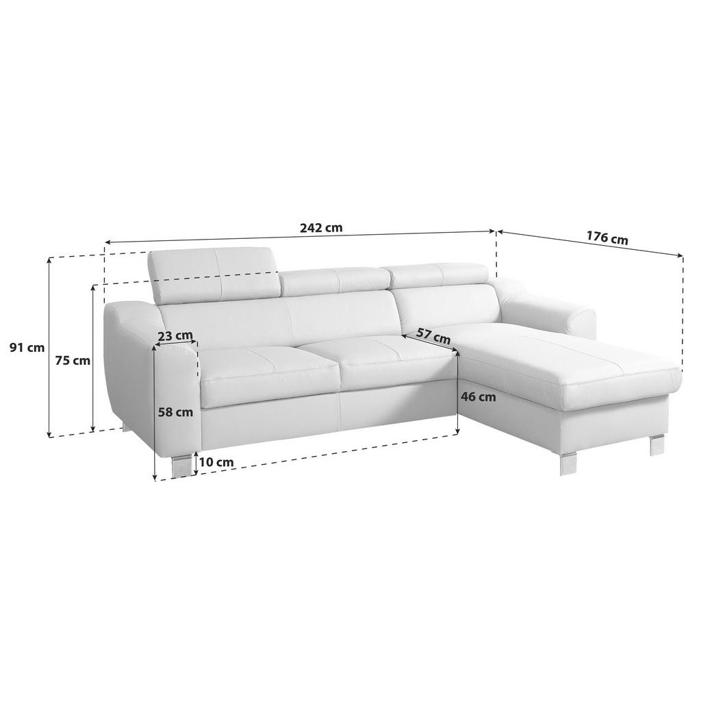 Thumbnail - Livetastic Ecksofa, Beige, Textil, Leder, Echtleder, Rindleder, 3-Sitzer, L-Form, 242x176 cm, Made in EU, Bettkasten erh...
