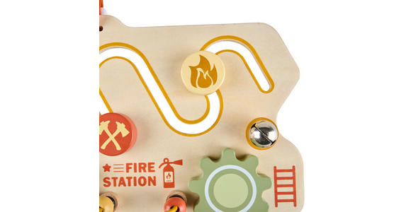 MOTORIKSPIEL Spielbrett Feuerwehr  - Multicolor/Naturfarben, Basics, Holzwerkstoff/Textil (24,5/16/5cm) - My Baby Lou