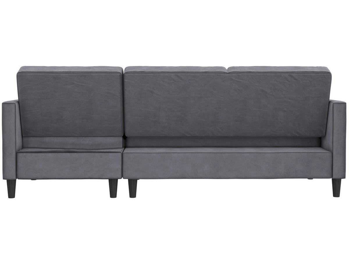 ECKSOFA PALERMO in Velours Anthrazit  - Anthrazit/Schwarz, Basics, Kunststoff/Textil (213/154cm) - Livetastic