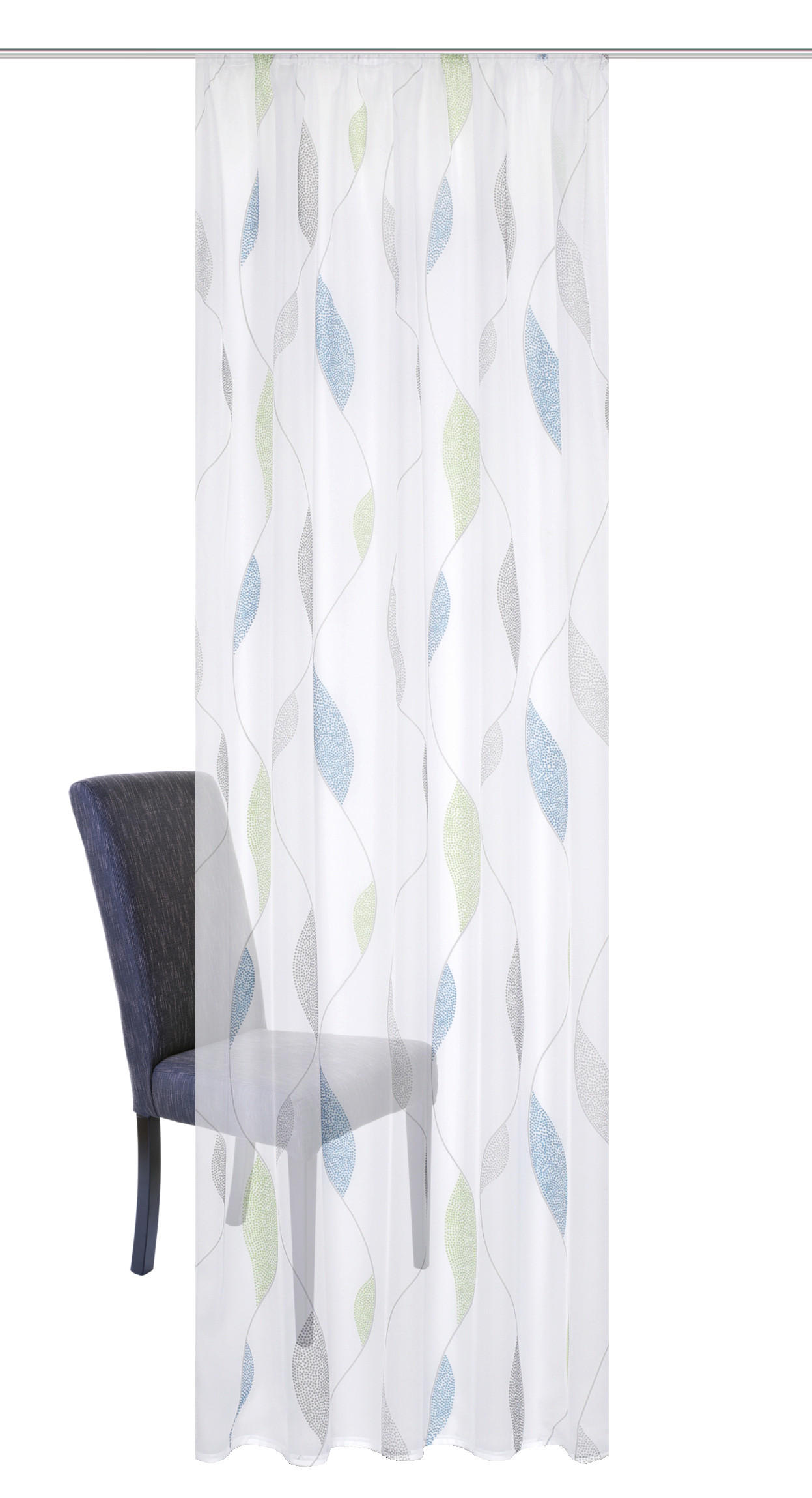 HOTOVÝ ZÁVĚS, průhledné, 140/145 cm - modrá/zelená, Konvenční, textil (140/145cm) - Schmidt W. Gmbh