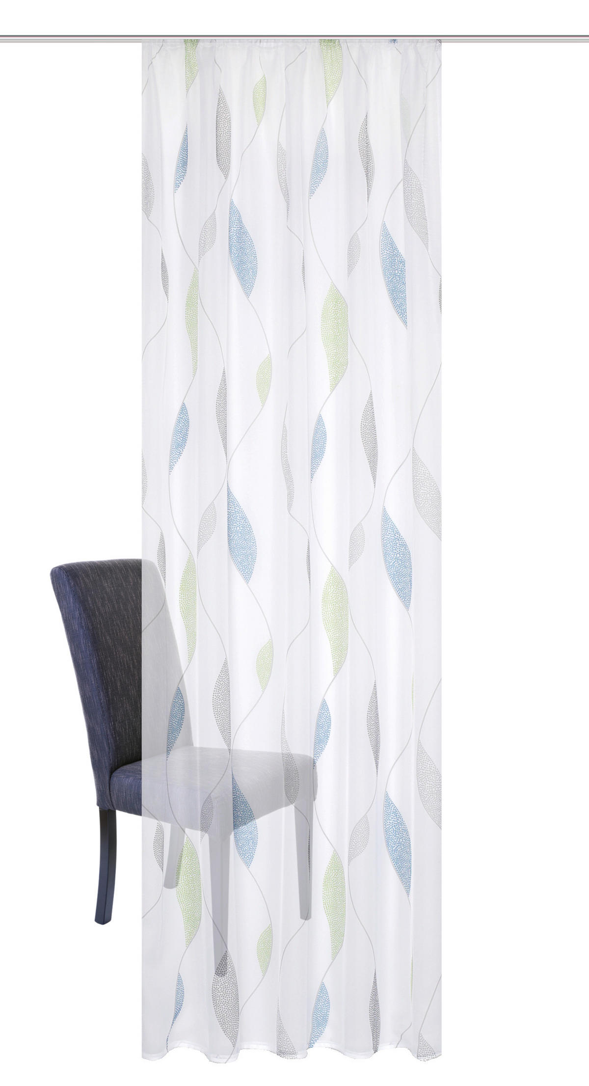 HOTOVÝ ZÁVĚS, průhledné, 140/145 cm - modrá/zelená, Konvenční, textil (140/145cm) - Schmidt W. Gmbh