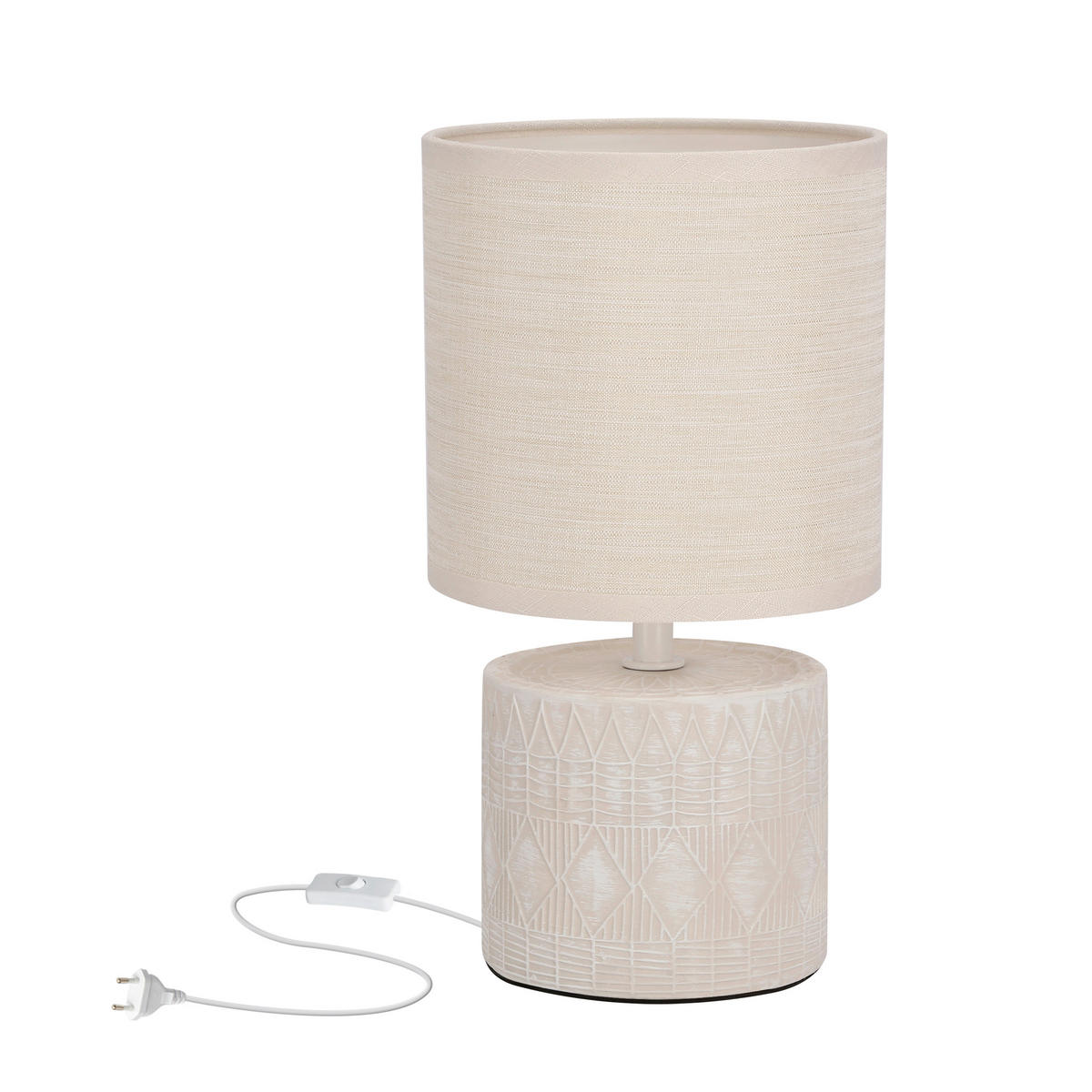 TISCHLEUCHTE 14/14/26 cm   - Beige, KONVENTIONELL, Textil/Metall (14/14/26cm)
