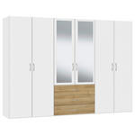 KLEIDERSCHRANK  in Weiß, Eichefarben  - Eichefarben/Silberfarben, Design, Glas/Holzwerkstoff (303/215/59cm) - Carryhome