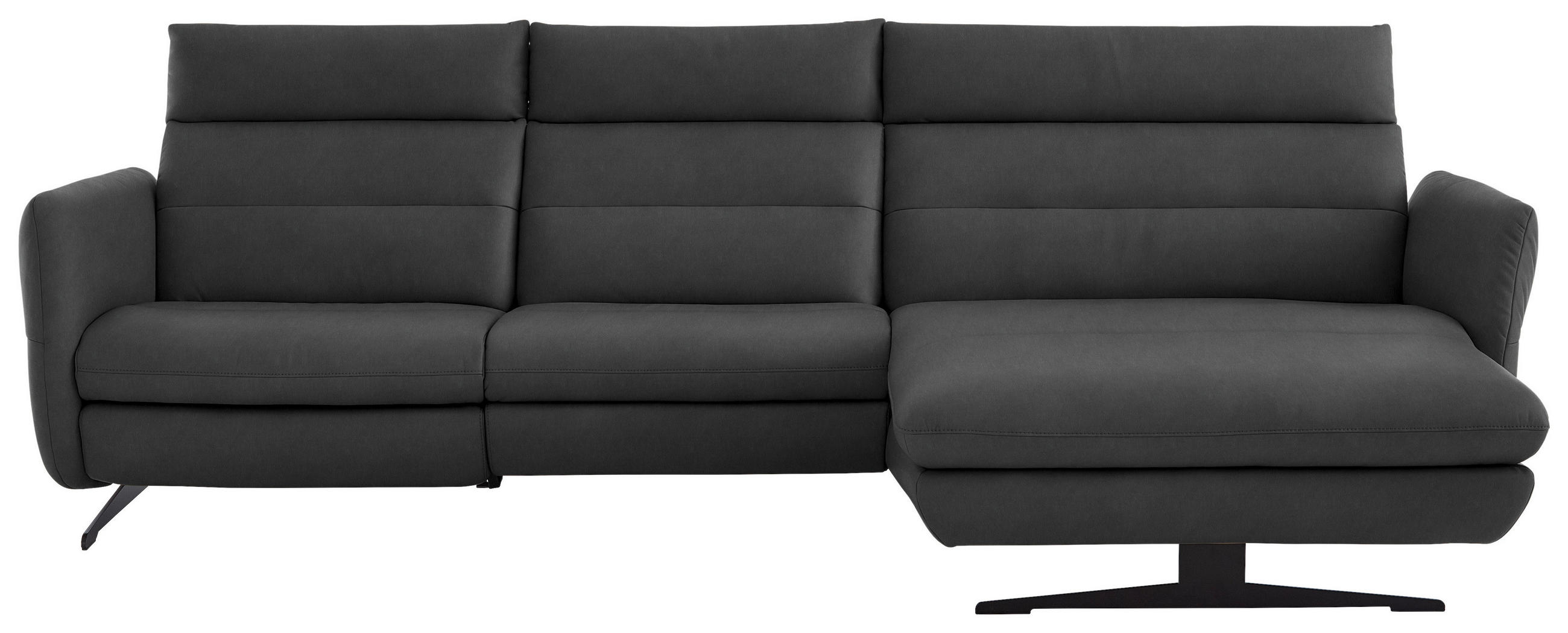 ECKSOFA in Echtleder Anthrazit  300/157 cm  - Anthrazit/Schwarz, Design, Leder/Metall (300/157cm) - Dieter Knoll