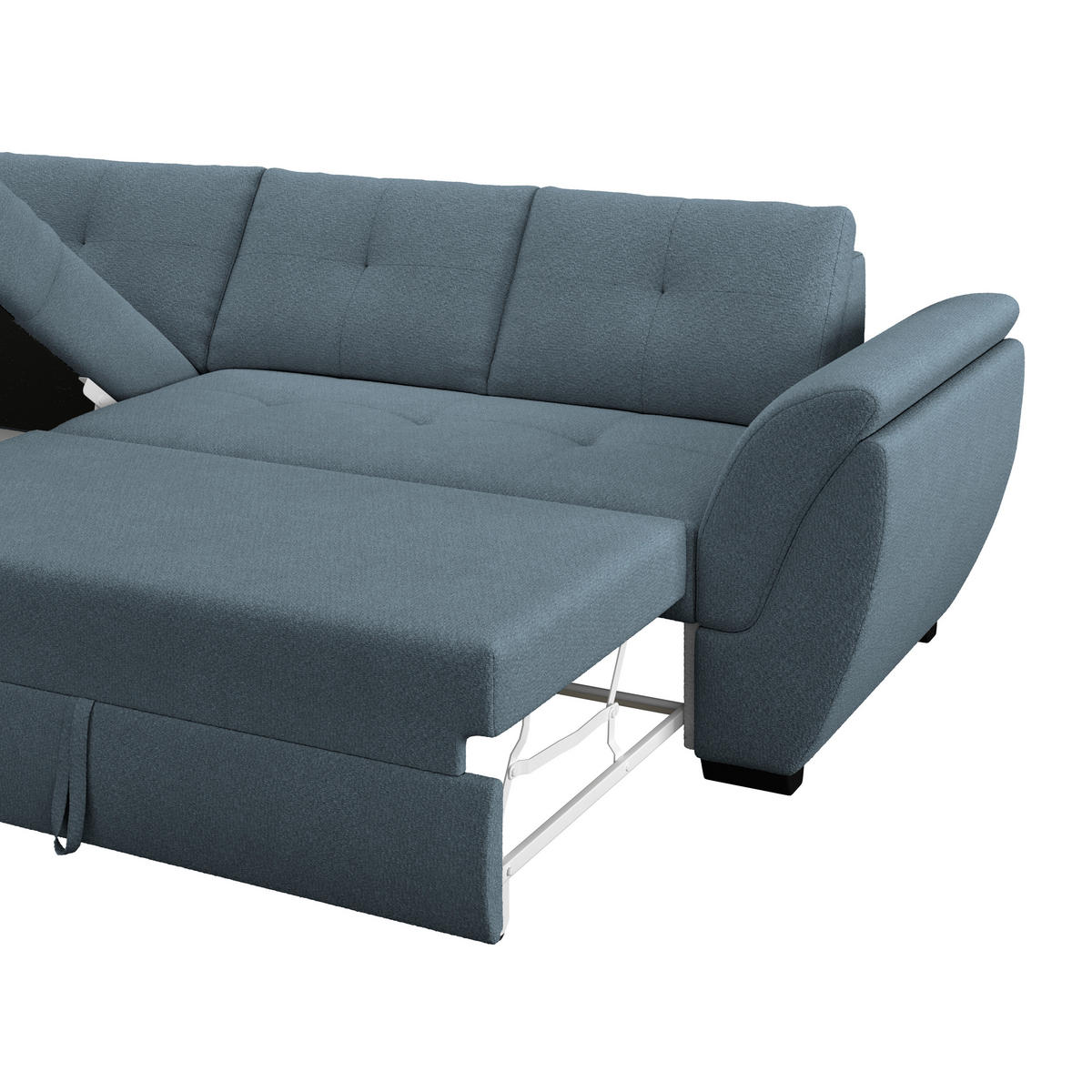 ECKSOFA Blau Zierkissen, Bettkasten, Schlaffunktion, Rücken echt  - Blau/Schwarz, KONVENTIONELL, Kunststoff/Textil (187/278cm) - MID.YOU