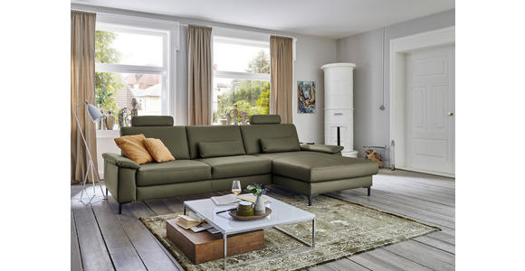 ECKSOFA in Echtleder Waldgrün 334/176 cm - Waldgrün/Schwarz, Design, Leder/Metall (334/176cm) - Dieter Knoll