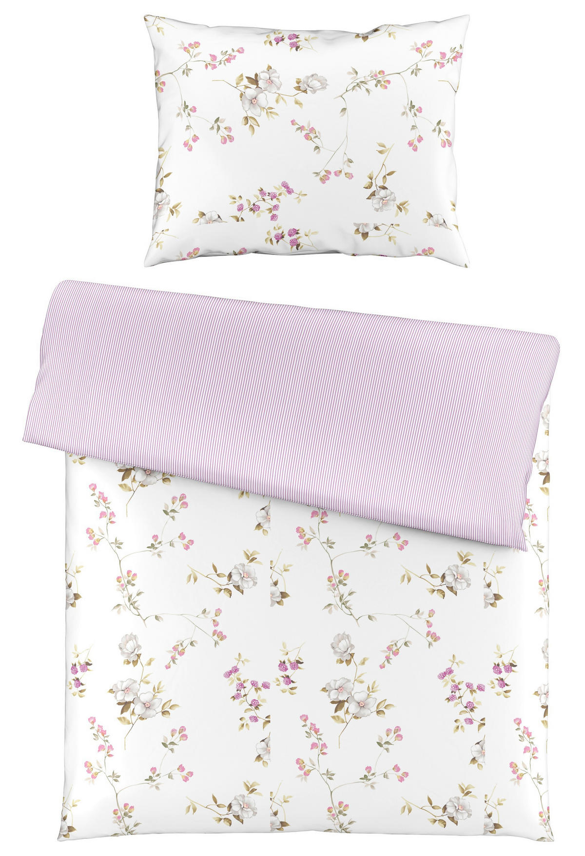 POSTELJNINA DIAMOND 140/200 cm interlock džersi bela, barve bezga, pastelno zelena, sivovijolična  - bela/pastelno zelena, Konvencionalno, tekstil (140/200cm) - Fleuresse