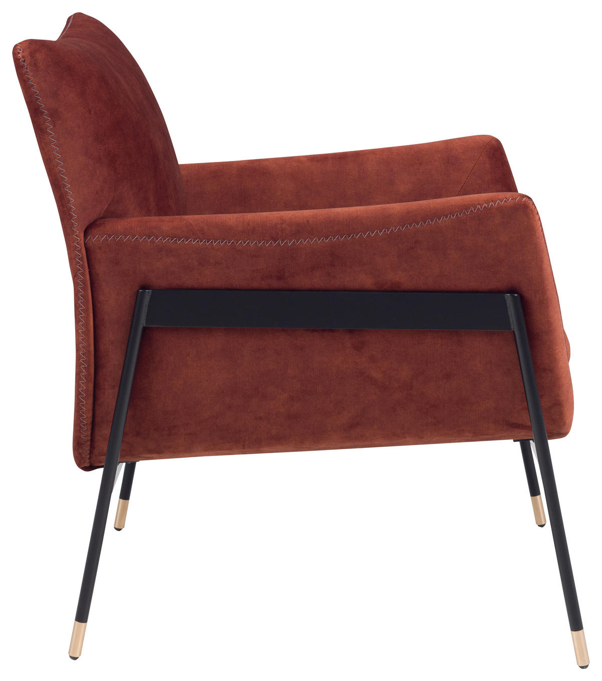 SESSEL Samt Rostfarben    - Rostfarben/Schwarz, Design, Textil/Metall (69/85/78cm)