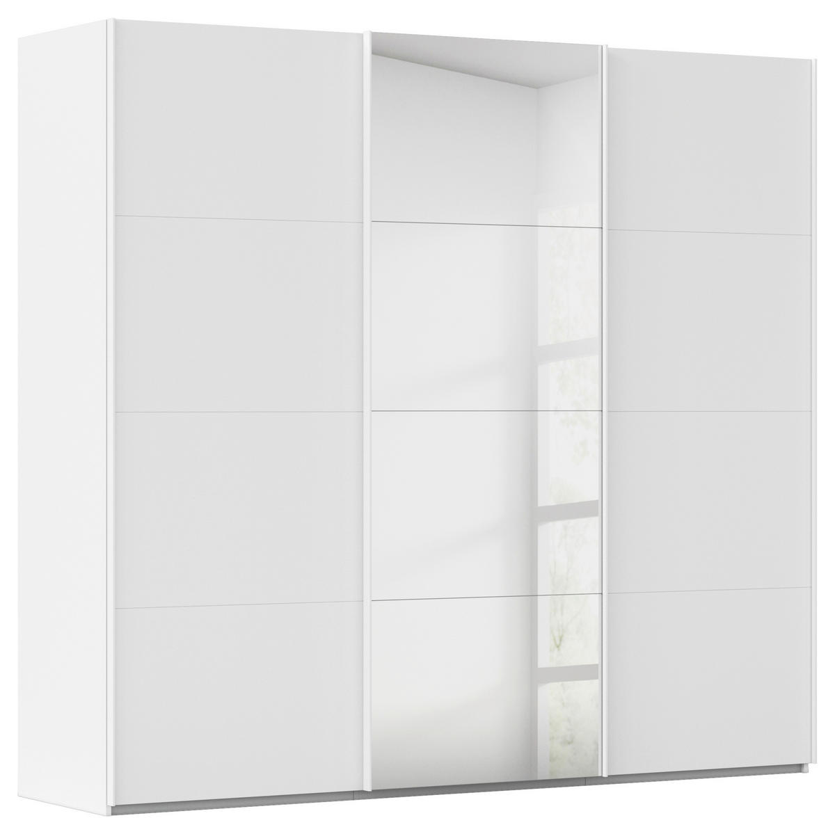 SCHWEBETÜRENSCHRANK 242/223/68 cm 3-türig Weiß  - Weiß, Design, Glas/Holzwerkstoff (242/223/68cm) - Novel