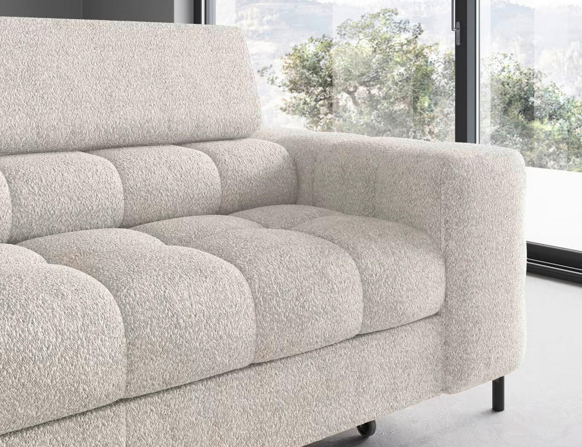 ECKSOFA Weiß Plüsch  - Schwarz/Weiß, Design, Textil/Metall (200/276cm) - MID.YOU