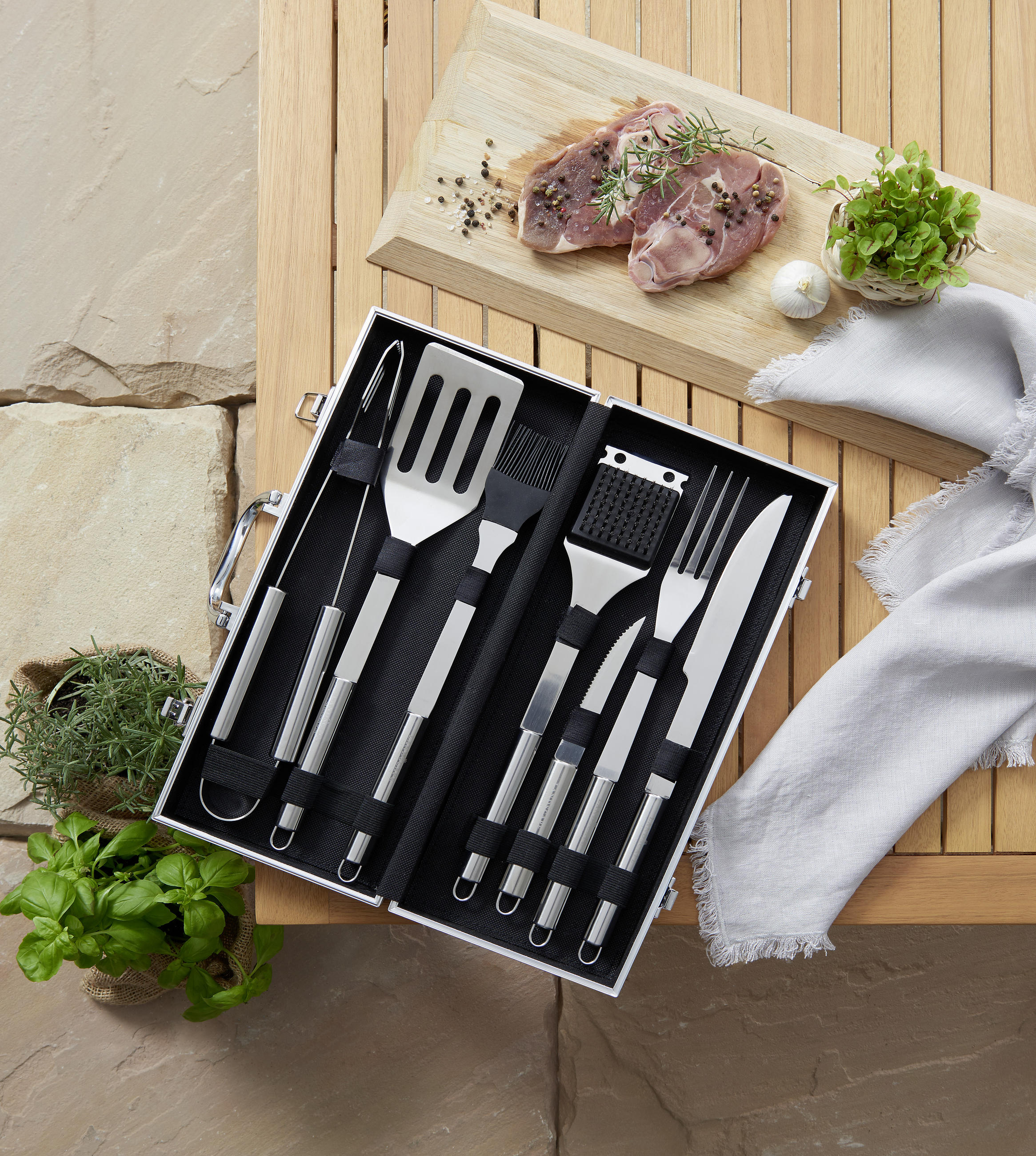 GRILLBESTECK - Edelstahlfarben/Schwarz, Basics, Metall - Landscape