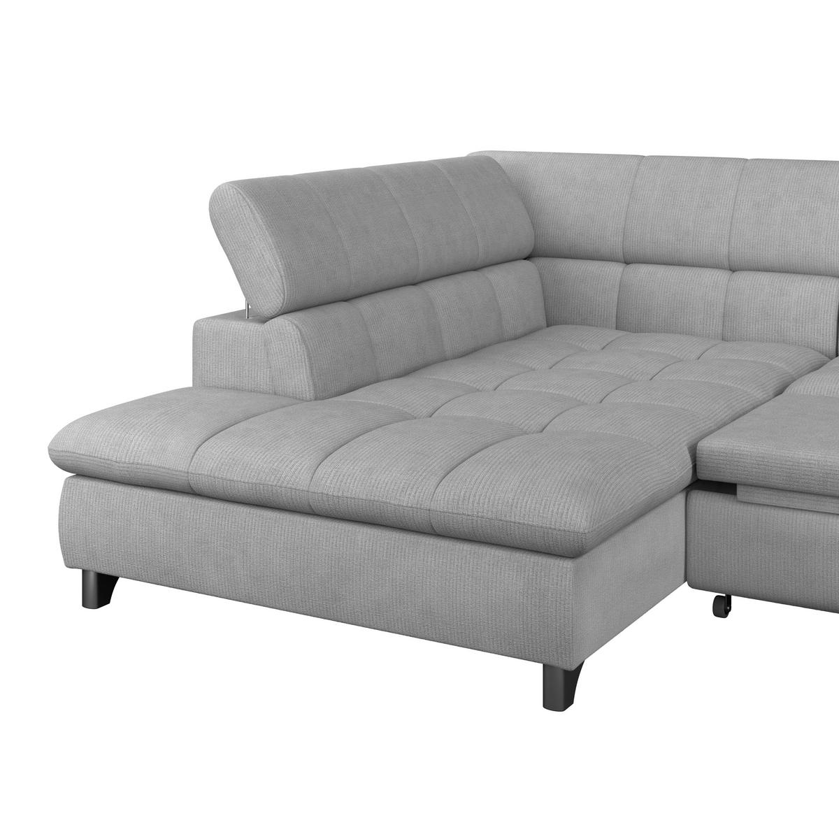 ECKSOFA Hellgrau Chenille  - Chromfarben/Hellgrau, KONVENTIONELL, Textil/Metall (234/312cm) - Livetastic