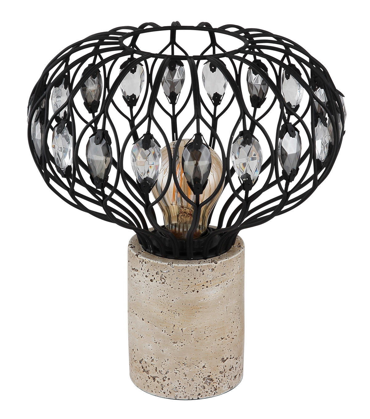 TISCHLEUCHTE - Klar/Schwarz, Basics, Glas/Kunststoff (25/28cm) - Globo