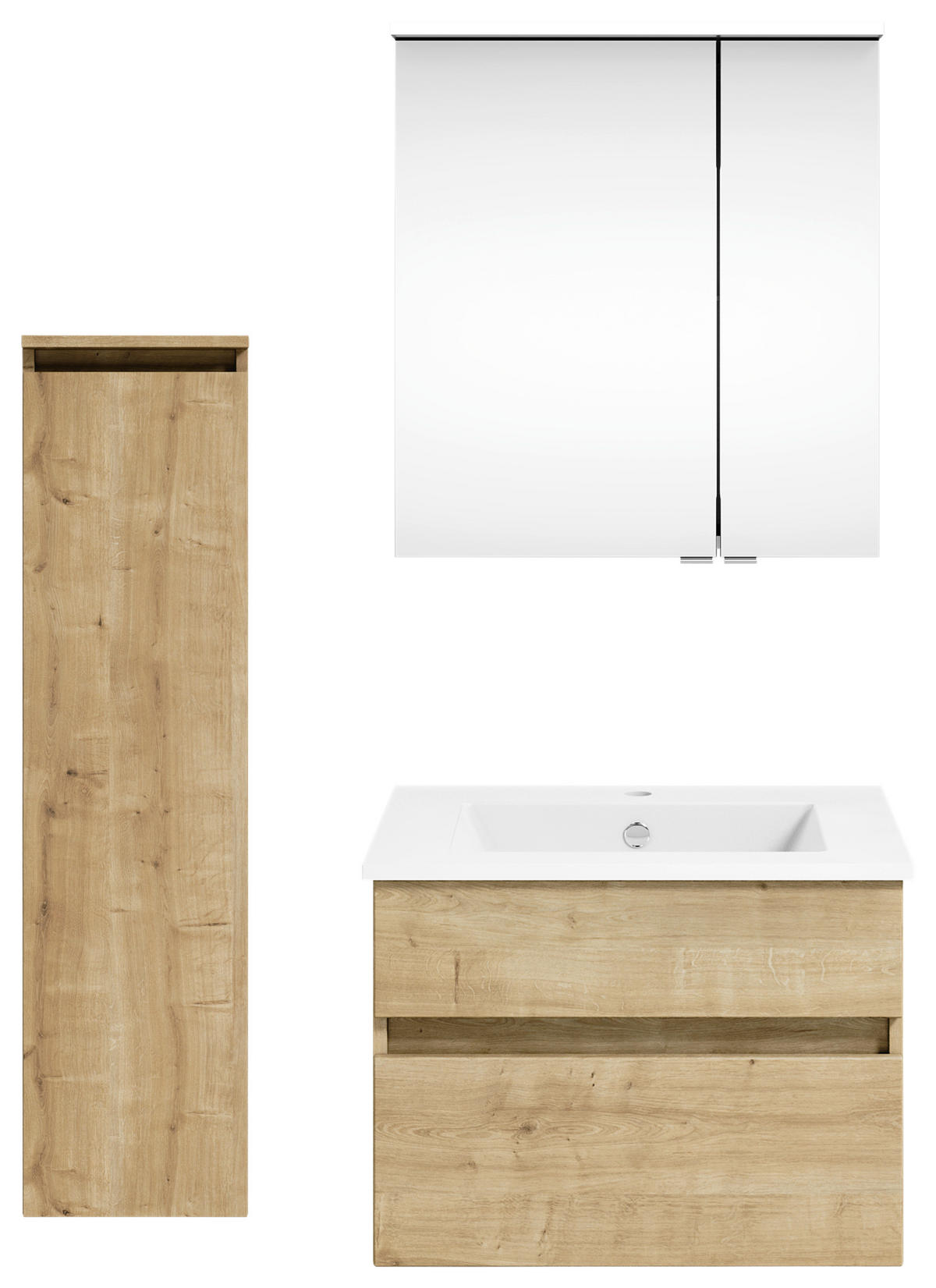 BADEZIMMER 92,2 cm  - Weiss/Eichefarben, Konventionell, Holzwerkstoff (92,2cm) - Puris