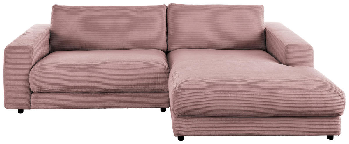 ECKSOFA in Cord Rosa  - Schwarz/Rosa, Design, Kunststoff/Textil (270/190cm) - Lomoco